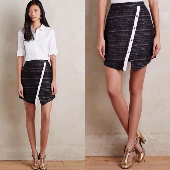 ANTHROPOLOGIE GREENWICH & MEWS SKEWED JACQUARD SKIRT SZ 0 Petite - Picture 2 of 9